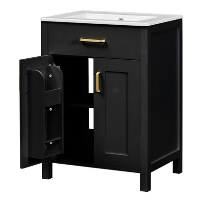 Compact 24" Luxurious Bathroom Vanity Combo with Ceramic Sink and Soft Close Doors