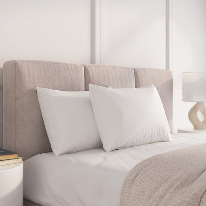 Twin Pack Bed Pillows - Overfilled Plush Support, Polyester Fill, Brushed Microfiber Cover, White