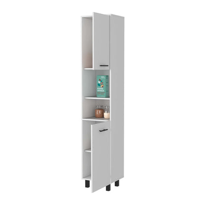 Sheffield Contemporary 2-Door Kitchen Pantry Cabinet with Adjustable Shelves and Chrome Hardware