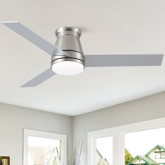 48-Inch Ceiling Fan with Light, Remote, DC Motor, Plywood Blades for 12–14 ft Rooms, Brushed Nickel