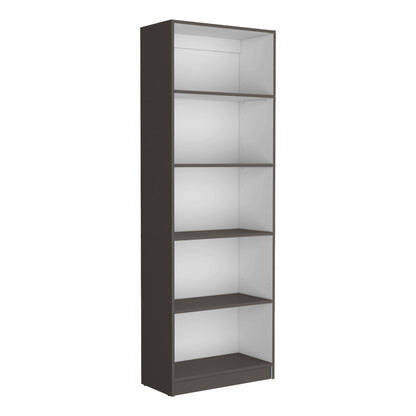 Modern Multi-Tiered Bookcase with 4 Shelves - Matt Gray/White Finish - Ideal for Home and Office Storage