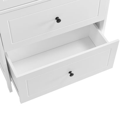 White MDF Bathroom Storage Cabinet with Adjustable Shelves, Two Doors, and Drawers