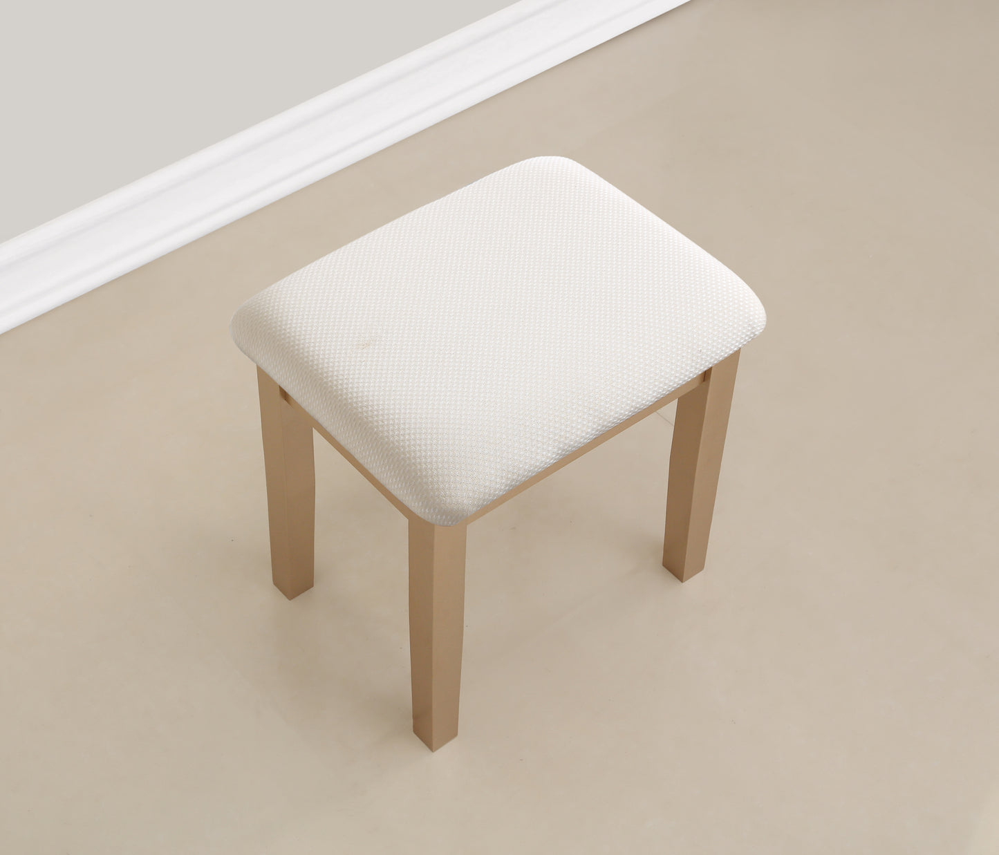 Wood Makeup Vanity Table and Stool Set for Bedroom, Contemporary Style with Storage Drawer, Gold