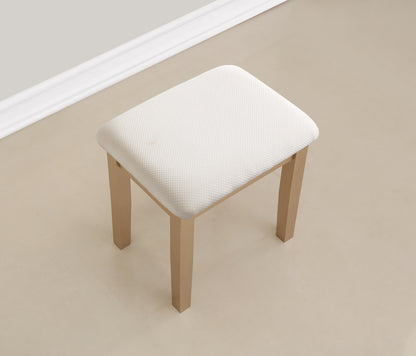 Wood Makeup Vanity Table and Stool Set for Bedroom, Contemporary Style with Storage Drawer, Gold