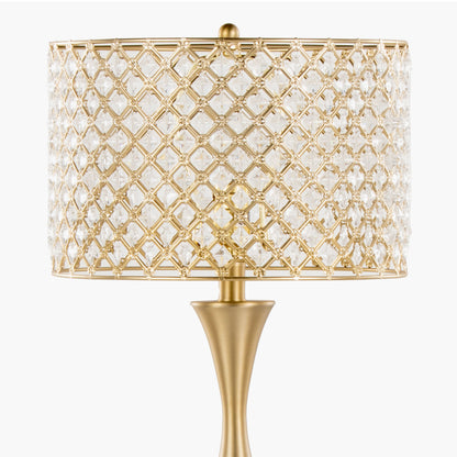 27-Inch Glam Art Deco Metal Table Lamp with Clear K9 Crystal Shade, 60W Bulb Included, UL Listed Gold