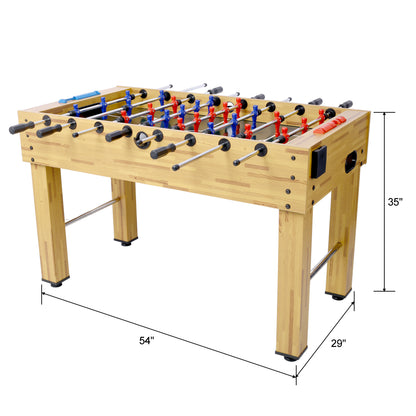 54-Inch Foosball Table for Home Game Room with Analog Scoring, 12.7mm Chrome Rods Light Cherry