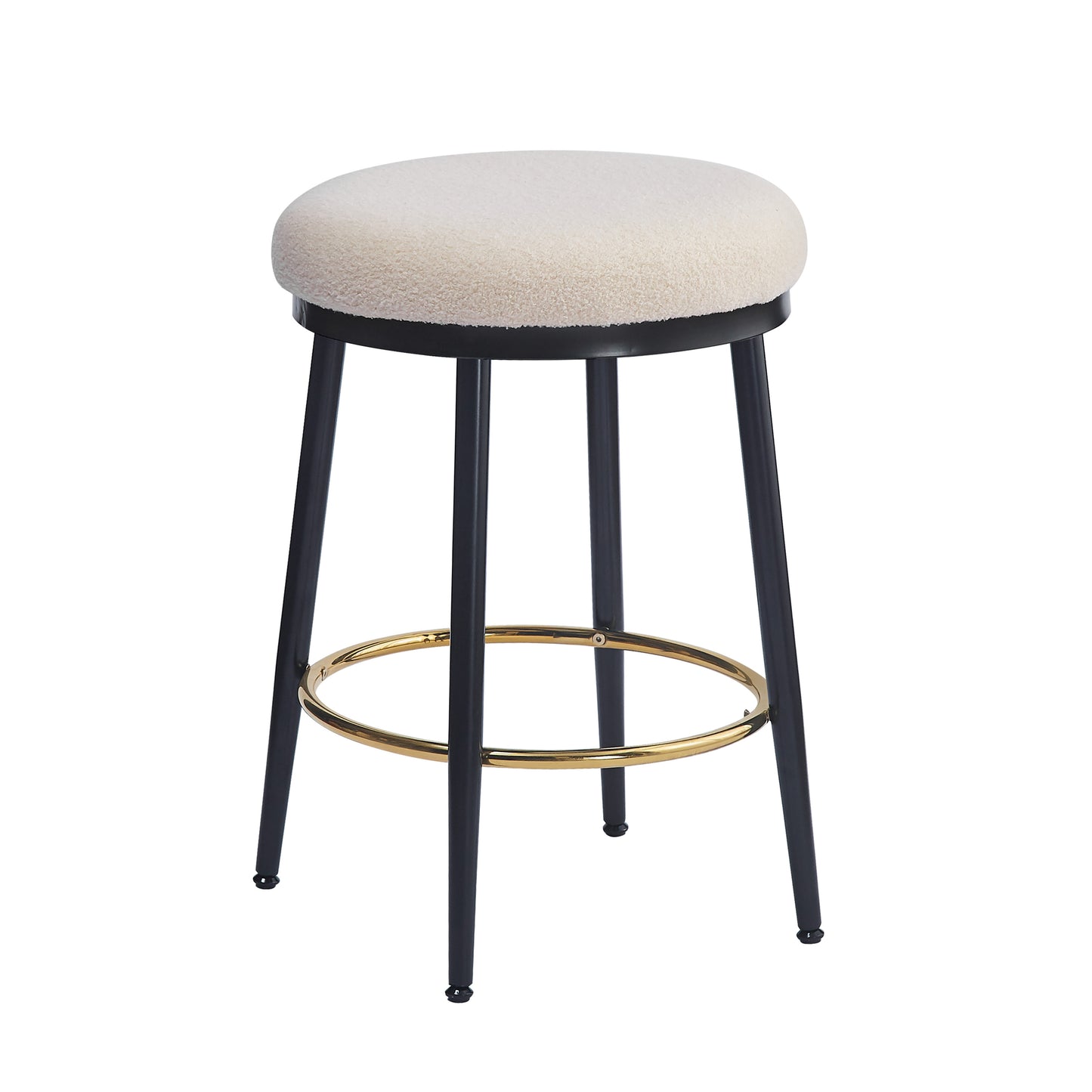 24.75'' Modern Counter Stools Set of 4,White Counter Stools with iron Frame,Sponge cushion,Footrest,suitable for Kitchen/Bedroom/Dining Room.