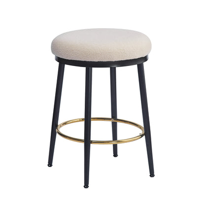 24.75'' Modern Counter Stools Set of 4,White Counter Stools with iron Frame,Sponge cushion,Footrest,suitable for Kitchen/Bedroom/Dining Room.