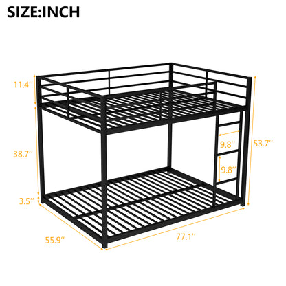 Stylish Black Full Over Full Metal Bunk Bed with Convenient Ladder