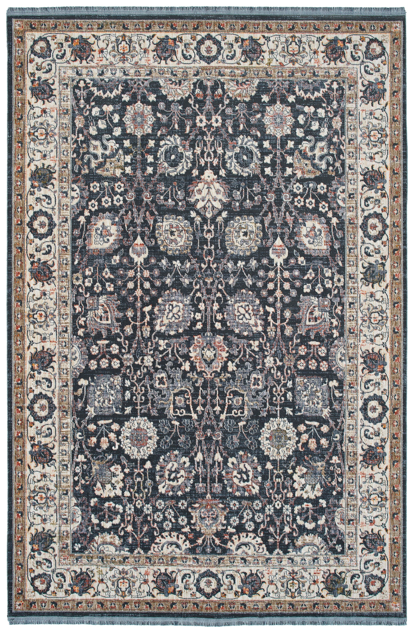 Transitional Oriental Cut-Pile Area Rug, 5ft3in x 7ft3in, Polyester, Power-Loomed, Indoor Multi