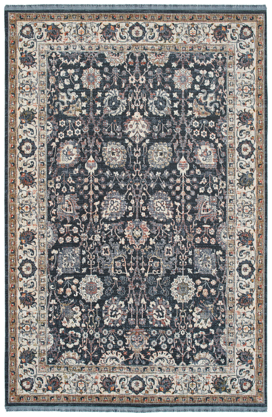 Transitional Oriental Cut-Pile Area Rug, 5ft3in x 7ft3in, Polyester, Power-Loomed, Indoor Multi