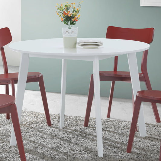 Contemporary Round Dining Table With Wood Finish White