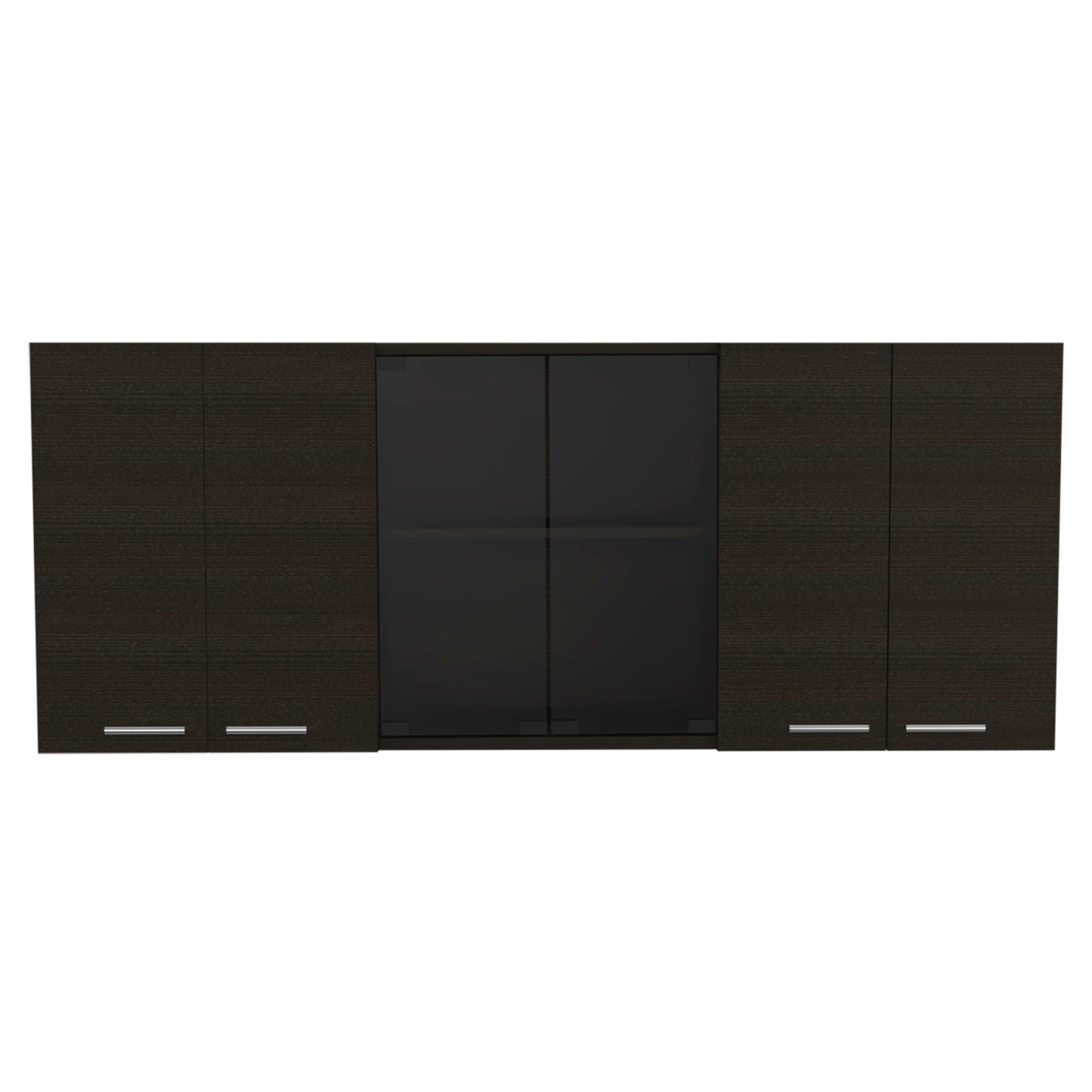 Yuma 150" Industrial-Style Wall Cabinet with Dual Closed Storage and Open Shelves