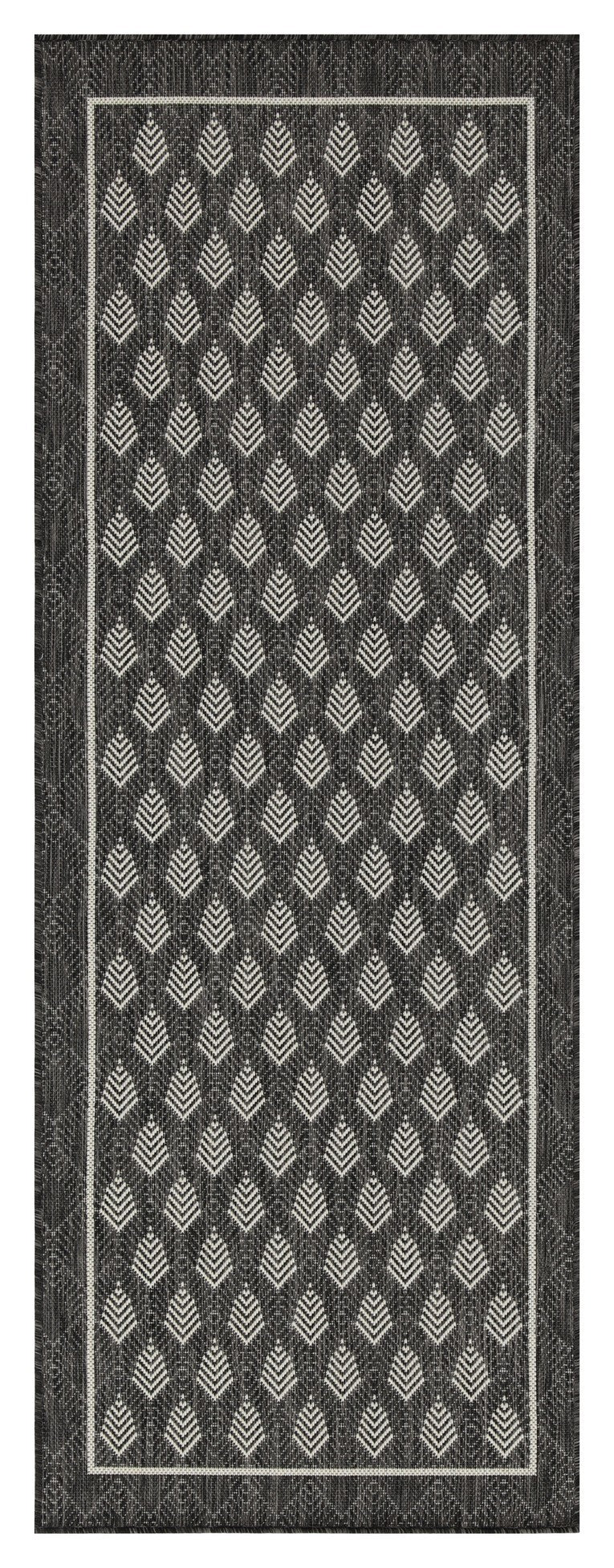 Indoor/Outdoor Area Rug, Flatweave, 2 ft 7 in x 7 ft 3 in, PP Yarn, Durable Easy-Clean Anthracite