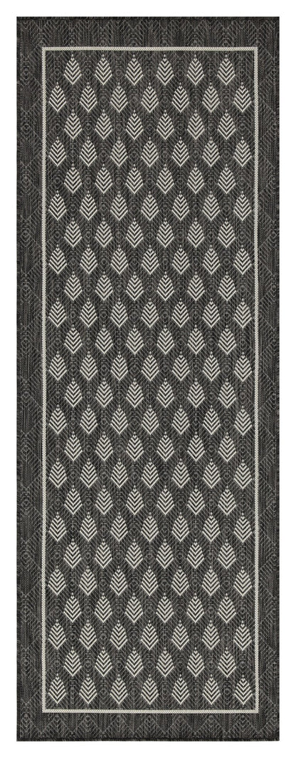 Indoor/Outdoor Area Rug, Flatweave, 2 ft 7 in x 7 ft 3 in, PP Yarn, Durable Easy-Clean Anthracite