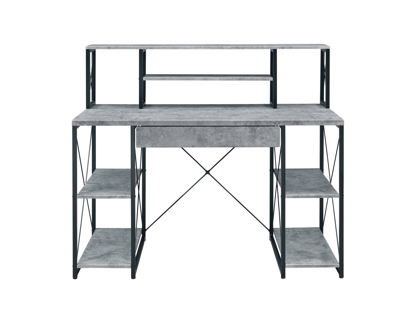 Modern Gray Finish Versatile Writing Desk with Ample Storage