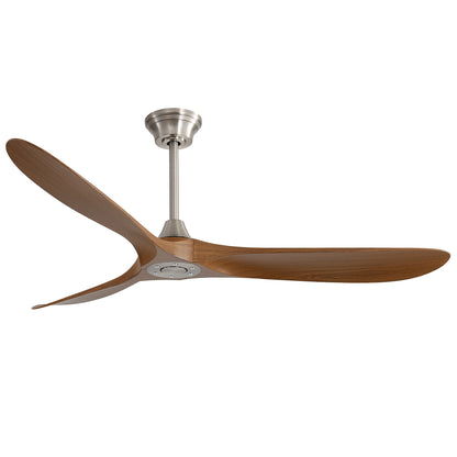 60-Inch Outdoor Ceiling Fan with 3 ABS Blades, DC Motor, Smart App Control, No Light, Brushed Nickel