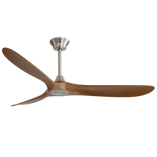 60-Inch Outdoor Ceiling Fan with 3 ABS Blades, DC Motor, Smart App Control, No Light, Brushed Nickel