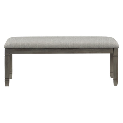48-Inch Wood Frame Dining Bench with Textured Gray Upholstery, 300 lb Capacity, Dining Room, Antique Gray