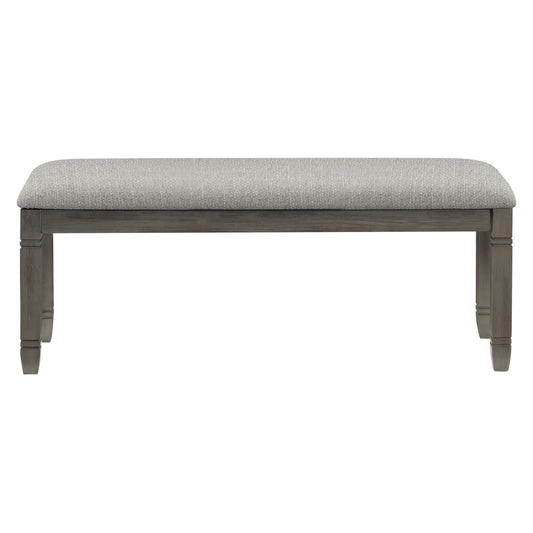 48-Inch Wood Frame Dining Bench with Textured Gray Upholstery, 300 lb Capacity, Dining Room, Antique Gray