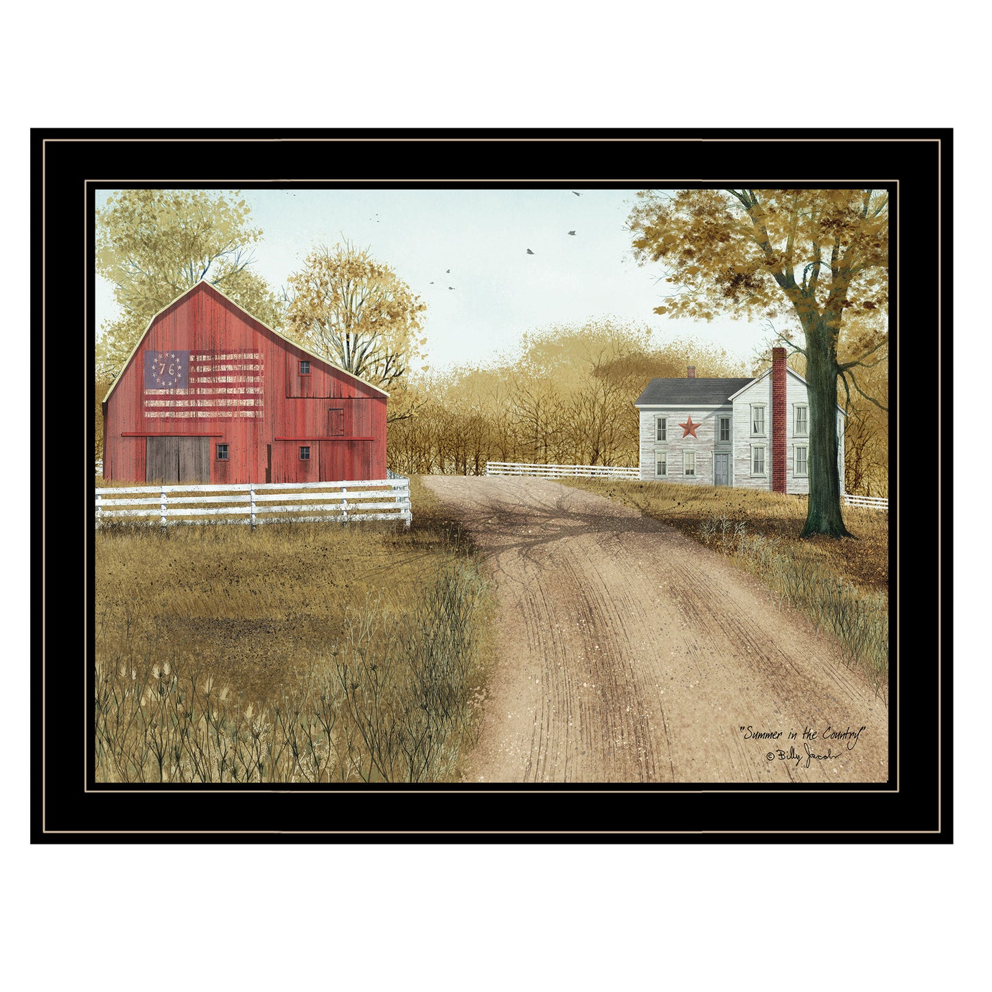 Framed Wall Art - Summer in the Country, Living Room & Bedroom, Farmhouse Decor, 27 x 21 in, Multicolor