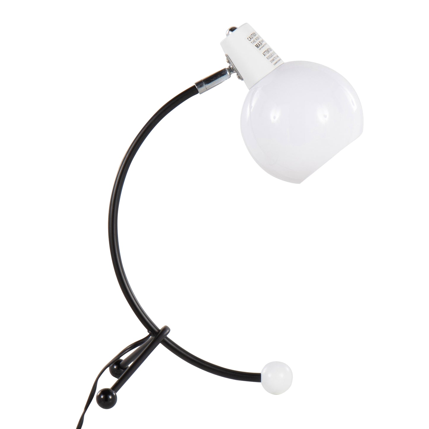 Adjustable Task Lamp with Metal Frame and Round Shade, Bulb Not Included, Indoor Use, Black and White