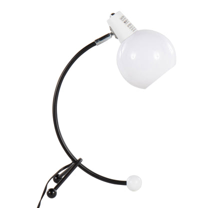 Adjustable Task Lamp with Metal Frame and Round Shade, Bulb Not Included, Indoor Use, Black and White