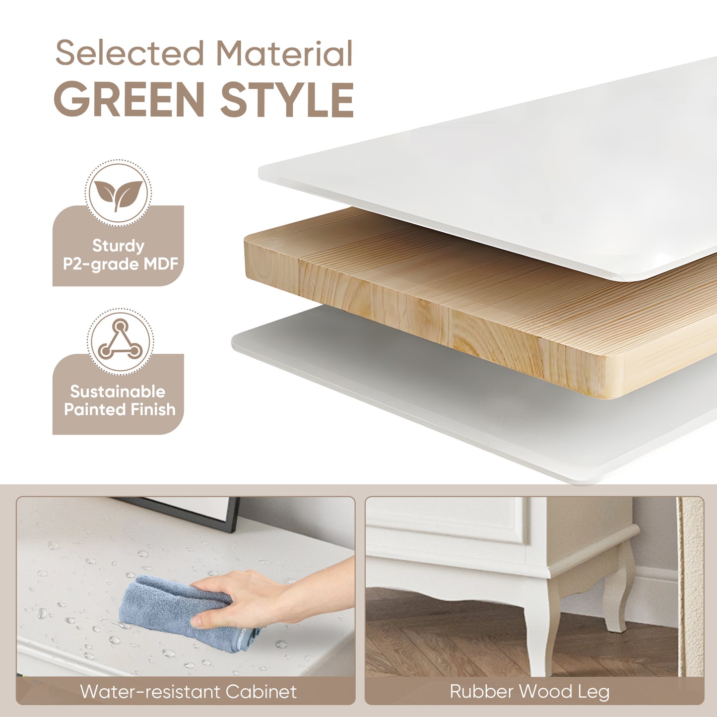 Modern 5-Drawer Dresser with Solid Wood Legs and Chic White Finish for Stylish Storage Solutions