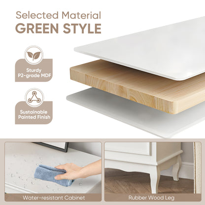 Modern 5-Drawer Dresser with Solid Wood Legs and Chic White Finish for Stylish Storage Solutions