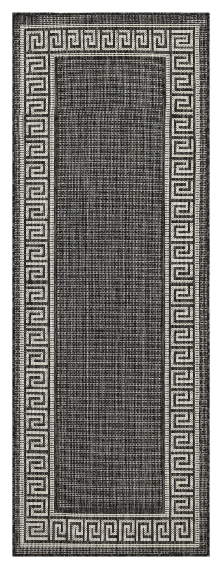 Indoor/Outdoor Area Rug, 2'7" x 7'3", Flatweave Polypropylene, Stain-Resistant, Entryway/Patio, Anthracite