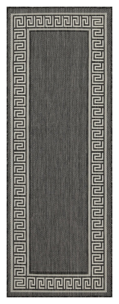 Indoor/Outdoor Area Rug, 2'7" x 7'3", Flatweave Polypropylene, Stain-Resistant, Entryway/Patio, Anthracite
