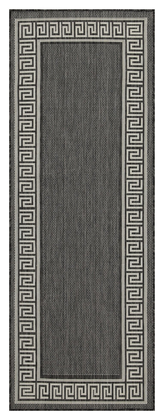 Indoor/Outdoor Area Rug, 2'7" x 7'3", Flatweave Polypropylene, Stain-Resistant, Entryway/Patio, Anthracite