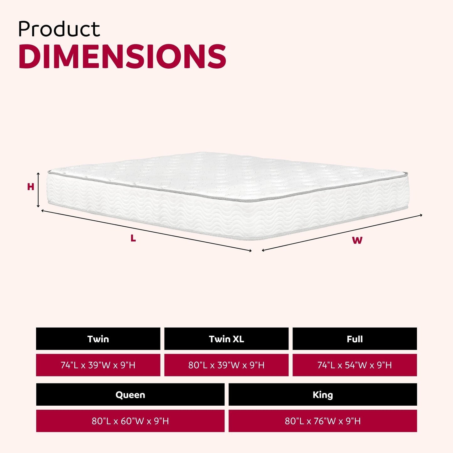 Luxury 9-Inch King Size Pocket Coil Mattress in a Box - White