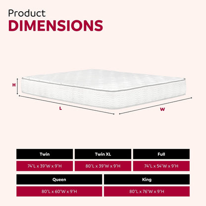 Luxury 9-Inch King Size Pocket Coil Mattress in a Box - White
