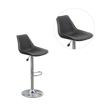 Ebony Adjustable Bar Stool Chairs Set Of 2 Chrome Base