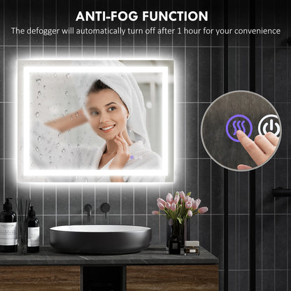 Backlit Anti-Fog LED Vanity Mirror for Bathroom, 35" x 28", Dimmable with Memory Function and Color Temperature Control, Wall Mounted Design