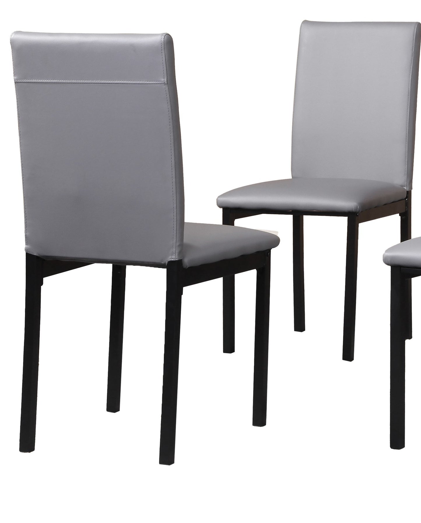 Set of 4 Faux Leather Dining Chairs with Metal Frame, 21.5 x 17.5 x 36 in, 200 lb Capacity Gray