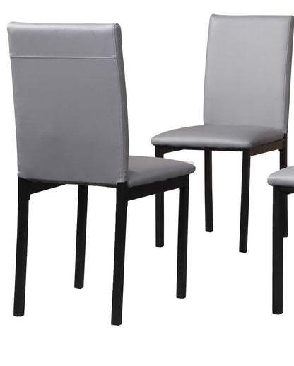 Set of 4 Faux Leather Dining Chairs with Metal Frame, 21.5 x 17.5 x 36 in, 200 lb Capacity Gray