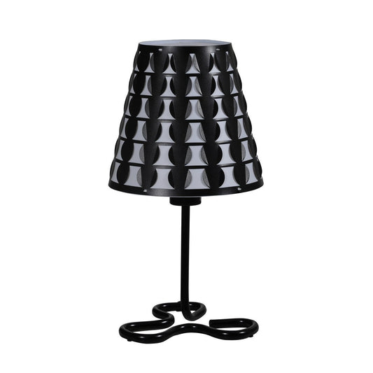 16-Inch Geometric Metal Table Lamp with Clover Base, Inline Switch, 120V E26 Bulb Compatible, Black