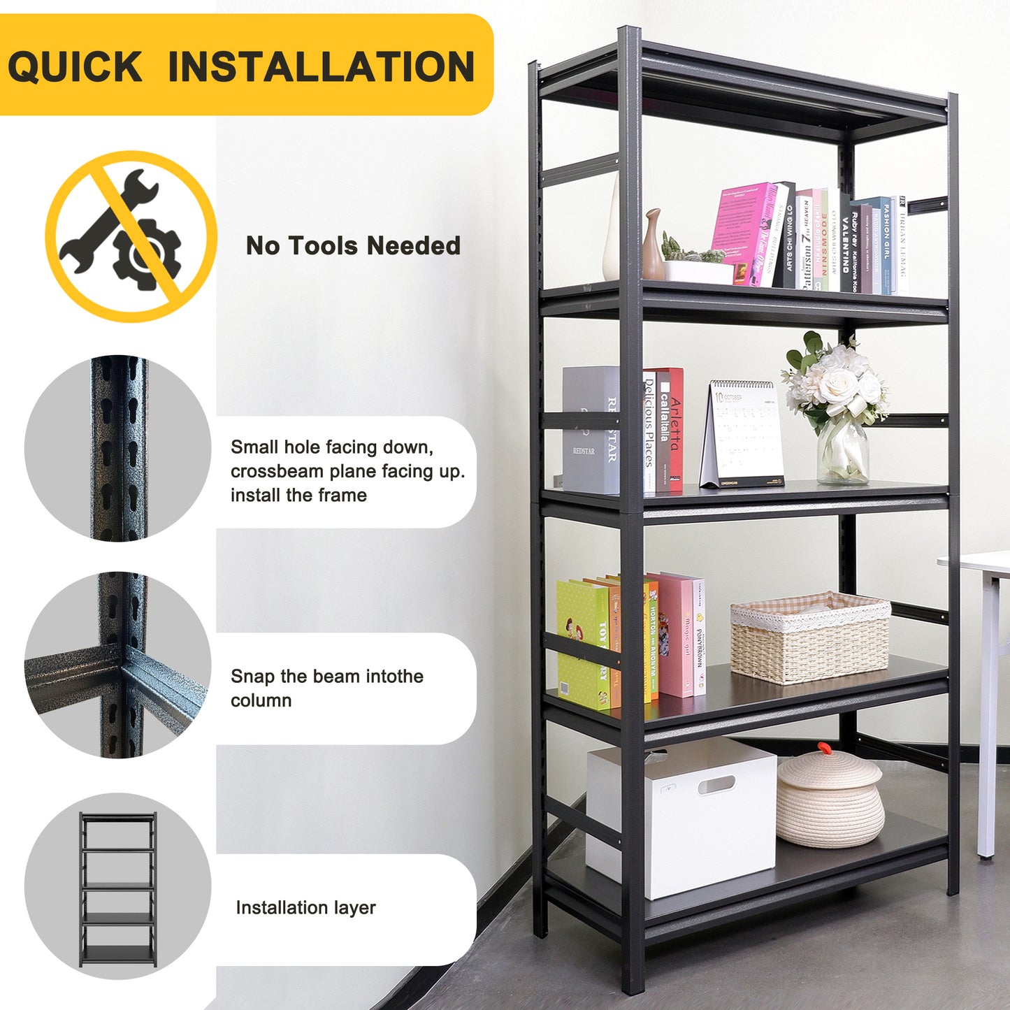 Heavy-Duty Adjustable 5-Tier Metal Storage Shelving Unit - 2000LBS Capacity for Kitchen, Garage, and Pantry