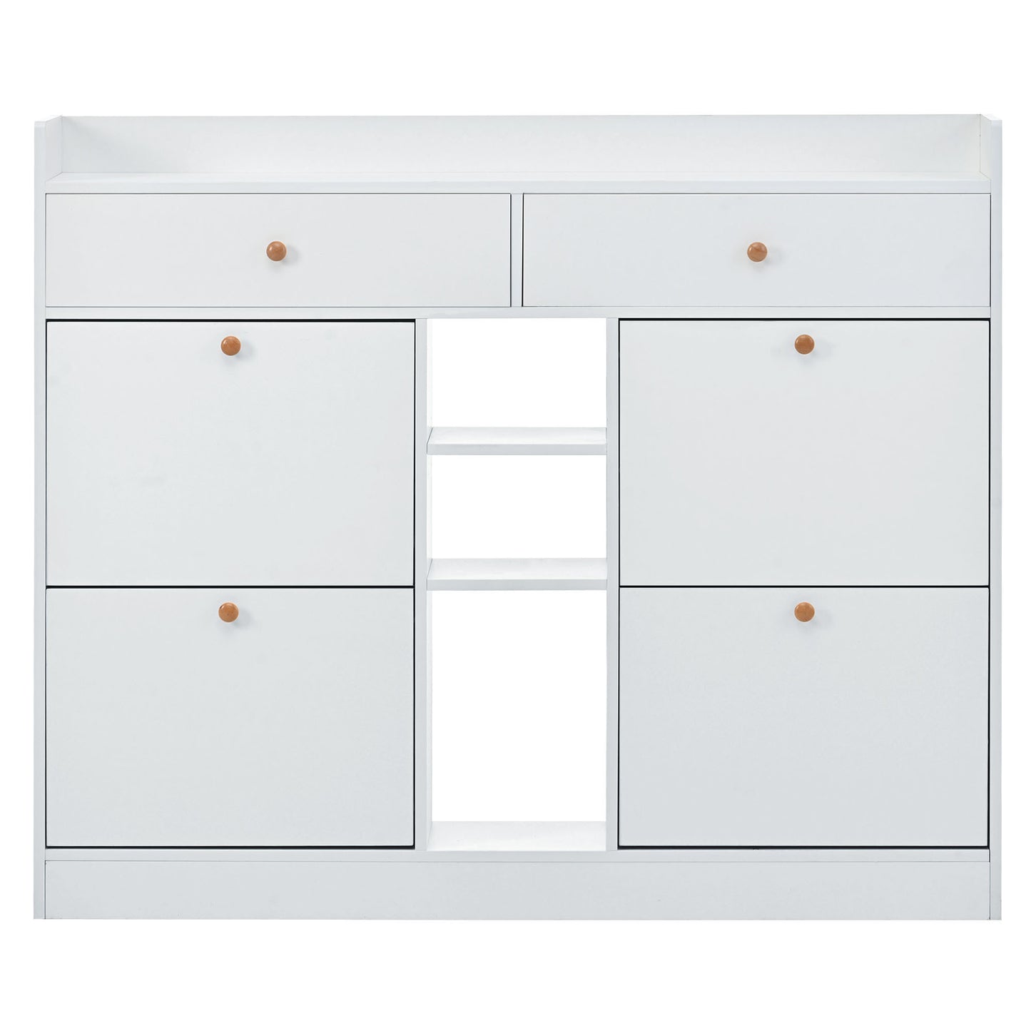Stylish Modern White Shoe Cabinet with 4 Flip Drawers, 2-Tier Shoe Storage Organizer for Entryway, Space-Saving Free Standing Rack