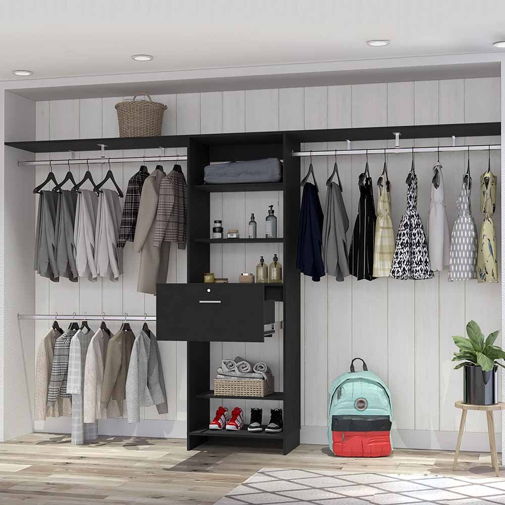 Ashland Black Bedroom Closet Organization System