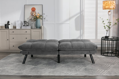 Convertible Sofa Bed with Folding Design, 800 lb Capacity, Adjustable Armrests & Backrest, Light Grey