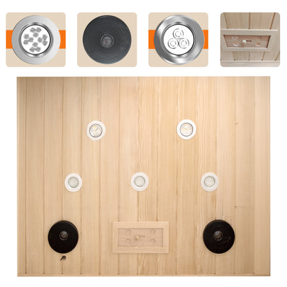 Two-Person Hemlock Far-Infrared Sauna with FrontDoor Heating Panel, Low EMF, LCD, Bluetooth, Natural