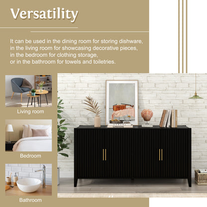 U-Style Accent Storage Cabinet Sideboard Wooden Cabinet with Metal Handles for Hallway, Entryway, Living Room