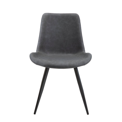 Set of 2 Modern Faux Leather Dining Chairs with Black Metal Legs, Easy Assembly, Dining Kitchen, Gray