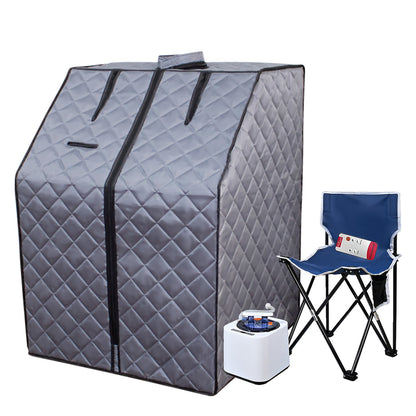 Portable Home Steam Sauna Tent with 1000W Generator, Foldable Personal Sauna, Remote, Chair Boiler Grey