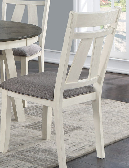 Dining Room Chairs – Set of 2, Solid Rubberwood, 19 x 24 x 40 in, White Finish, Modern Farmhouse, Gray