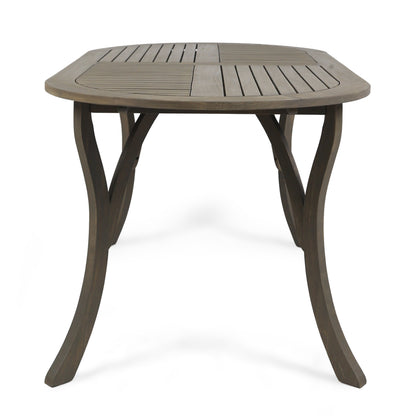 Acacia Wood Outdoor Dining Table 70 Inch Grey Finish
