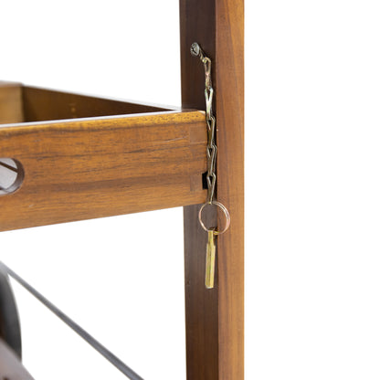 Tillary Drop Leaf Outdoor Bar Cart With Wine Rack Oak Finish